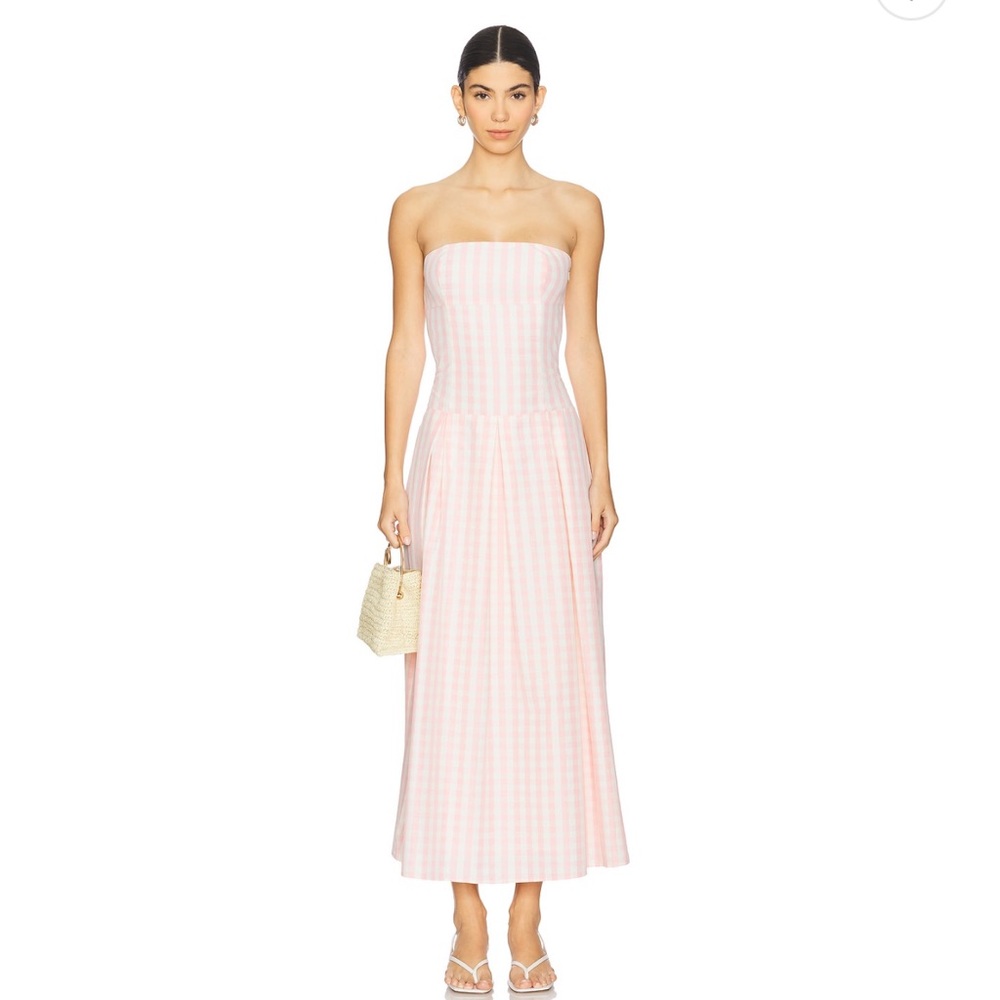Strapless Maxi Dress in Pink Gingham